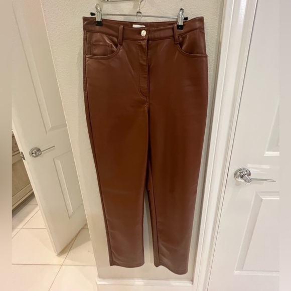 Wilfred Melina pants faux leather cognac size  8 regular - Picture 3 of 4
